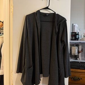Bobeau Dark Gray Hooded Cardigan